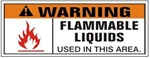 WARNING FLAMMABLE LIQUIDS USED IN THIS AREA, Safety Banner- Reinforced vinyl Banner use indoor or outdoor, Choose 2 ft x 5 ft or 4 ft x 10 ft