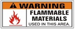 WARNING FLAMMABLE MATERIALS USED IN THIS AREA, Safety Banner - Reinforced vinyl Banner use indoor or outdoor, Choose 2 ft x 5 ft or 4 ft x 10 ft