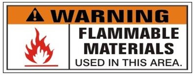 WARNING FLAMMABLE MATERIALS USED IN THIS AREA, Safety Banner - Reinforced vinyl Banner use indoor or outdoor, Choose 2 ft x 5 ft or 4 ft x 10 ft