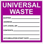 UNIVERSAL WASTE Drum Identification Labels - 6 X 6 - Choose from Package of 25 Pressure Sensitive Vinyl or Roll of 500 Paper or Vinyl Labels