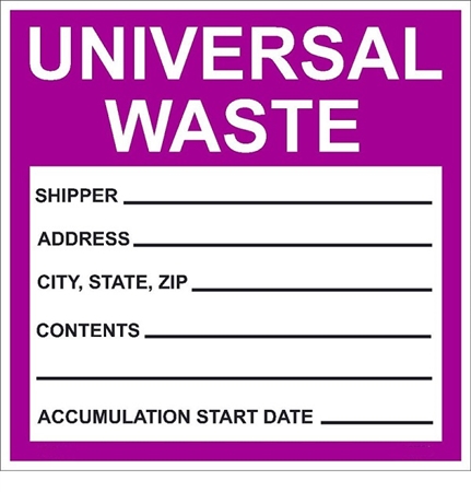 UNIVERSAL WASTE Drum Identification Labels - 6 X 6 - Choose from Package of 25 Pressure Sensitive Vinyl or Roll of 500 Paper or Vinyl Labels