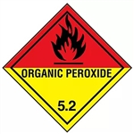 ORGANIC PEROXIDE Class 5.2 Shipping Labels - 4 X 4 - 10 Pack Self Adhesive Vinyl or Roll of 500 Vinyl Labels