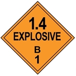 1.4 EXPLOSIVE B Shipping Label 4 X 4 - Choose Package of 10 Vinyl or Roll of 500 Paper labels