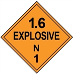 1.6 EXPLOSIVE N Shipping Label 4 X 4 - Choose Package of 10 Vinyl or Roll of 500 Paper labels