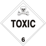 TOXIC CLASS 6 Shipping Label 4 X 4 - Choose Package of 10 Vinyl or Roll of 500 Paper labels