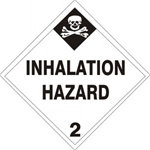 INHALATION HAZARD (CLASS 2) Shipping Labels 4 X 4 – Choose a Package of 10 Pressure Sensitive Vinyl or Rolls of 500 Paper Labels