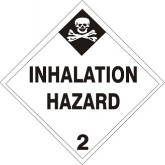 INHALATION HAZARD (CLASS 2) Shipping Labels 4 X 4 – Choose a Package of 10 Pressure Sensitive Vinyl or Rolls of 500 Paper Labels