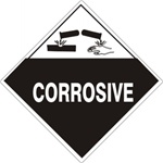 CORROSIVE Shipping Label 4 X 4 - Choose Package of 10 Vinyl or Roll of 500 Vinyl Labels