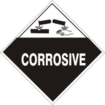 CORROSIVE Shipping Label 4 X 4 - Choose Package of 10 Vinyl Labels