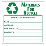 MATERIALS FOR RECYCLE Hazmat Labels 6 X 6 - Choose from Rolls of 500 Paper or Press on Vinyl Labels