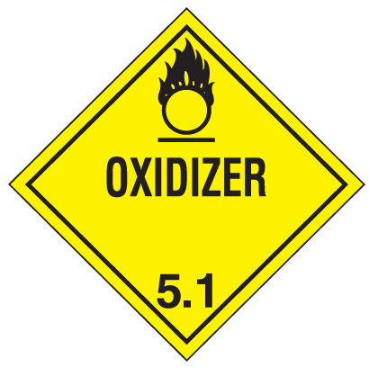 OXIDIZER CLASS 5.1 Shipping Label 4 X 4 – Choose a Package of 10 Pressure Sensitive Vinyl or Rolls of 500 Paper Labels