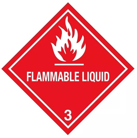 DOT FLAMMABLE LIQUID CLASS 3 Shipping Labels 4 X 4 – Choose a Package of 10 Pressure Sensitive Vinyl or Rolls of 500 Paper Labels