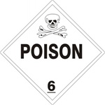 POISON CLASS 6 Shipping Label 4 X 4 – Choose a Package of 10 Pressure Sensitive Vinyl or Roll of 500 Paper Labels