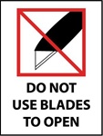 Do Not Use Blades to Open - International Shipping Labels, 4 X 3 Pressure sensitive paper labels 500/roll