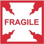 Fragile - International Shipping Labels, 4 X 4 Pressure sensitive paper labels 500/roll