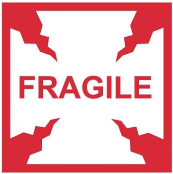 Fragile - International Shipping Labels, 4 X 4 Pressure sensitive paper labels 500/roll