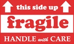 This Side Up - Fragile - handle With Care, 3 X 5 Pressure sensitive paper labels 500/roll