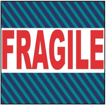 Fragile, 4 X 4 Pressure sensitive paper labels 500/roll