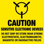 Caution Sensitive Electronic Device, 4 X 4 Pressure sensitive paper labels 500/roll
