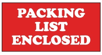 Packing List Enclosed , 1-3/8 X 3 Pressure sensitive paper labels 500/roll
