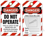 DANGER DO NOT OPERATE Self Laminating Photo ID Lockout Tag