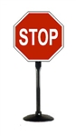 37 lb. Heavy Duty Portable Sign Stanchion - 18 inch cast iron base, 4 foot post is drilled for mounting 12 x 18, 18 x 24, and 24 x 24 signs.