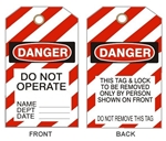 DANGER DO NOT OPERATE LOCKOUT Tags - 6" X 3" Choose from Rigid Vinyl or Card Stock