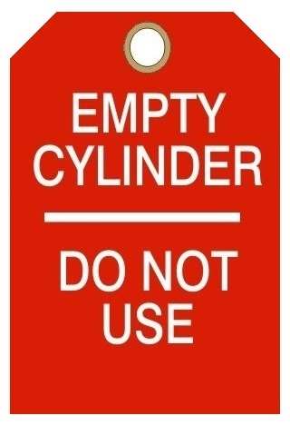 EMPTY CYLINDER DO NOT USE - Accident Prevention Tags - 6" X 3" Choose from Card Stock or Rigid Vinyl
