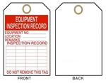 EQUIPMENT INSPECTION TAG - Record Tags - 6" X 3" Choose from Card Stock or Rigid Vinyl