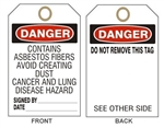 Danger Contains Asbestos Fibers Avoid Creating Dust Cancer and Lung Disease Hazard Tag - 6" X 3" Choose from Card Stock or Rigid Vinyl