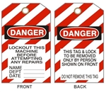 DANGER LOCKOUT THIS MACHINE BEFORE ATTEMPTING ANY REPAIRS Tags - 6" X 3" Choose from Card Stock or Rigid vinyl