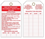 FIRE EXTINGUISHER RECHARGE & RE-INSPECTION, Double Sided Inspection Tags - 6" X 3" Choose from Card Stock or Rigid Vinyl