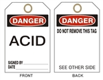 DANGER ACID - Accident Prevention Tags - 6" X 3" Choose from Card Stock or Rigid Vinyl