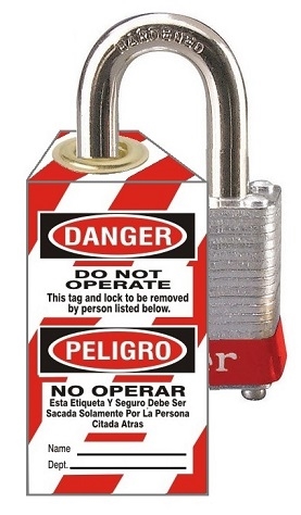 DANGER DO NOT OPERATE BILINGUAL LOCK-OUT/TAG-OUT PADLOCK Tag