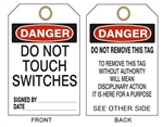 DANGER DO NOT THROW SWITCHES Tags - 6" X 3" Choose from Card Stock or Rigid Vinyl