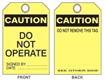 CAUTION DO NOT OPERATE - Accident Prevention Tag - 6" X 3" Card Stock or Vinyl