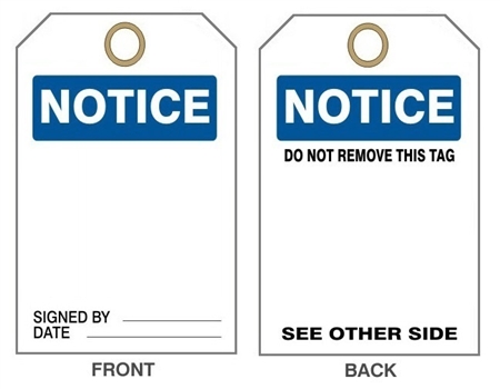 BLANK NOTICE Tags - 6" X 3" Choose from Card Stock or Rigid Vinyl