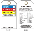 RIGHT TO KNOW, Color Bar, Health Hazard Tags - 6" X 3" Choose from Card Stock or Rigid Vinyl