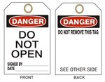 DANGER DO NOT OPEN - Accident Prevention Tags - 6" X 3" Choose from Card Stock or Rigid Vinyl