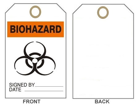 BIOHAZARD Accident Prevention Tags - 6" X 3" Choose from Card Stock or Rigid Vinyl