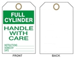 FULL CYLINDER HANDLE WITH CARE - Accident Prevention Tags - 6" X 3" Choose from Card Stock or Rigid Vinyl