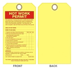 HOT WORK PERMIT Tags - 7 1/2" X 4" Available in Card Stock or Vinyl
