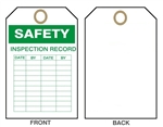 SAFETY INSPECTION RECORD Tags - 6" X 3" Choose from Card Stock or Rigid Vinyl