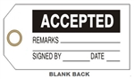 ACCEPTED PRODUCTION STATUS TAG - 6" X 3" Choose from Card Stock or Rigid Vinyl