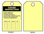 CRANE INSPECTION RECORD Tags - Date & By - 6" X 3" choose from Card Stock or Rigid Vinyl