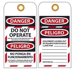 Bilingual DANGER DO NOT OPERATE Lockout Tags - 25/Pack
