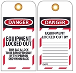 DANGER EQUIPMENT LOCKED OUT - Accident Prevention Lockout Tags