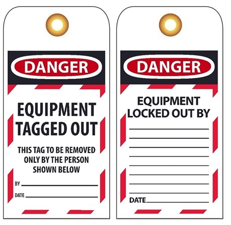 DANGER EQUIPMENT TAGGED OUT - Accident Prevention Lockout Tags