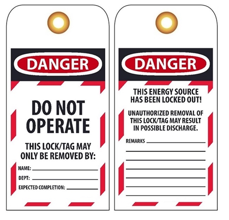 Danger Do Not Operate Energy Source Locked Out, Accident Prevention Tags