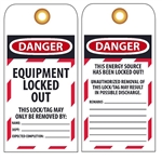 DANGER EQUIPMENT LOCKED OUT - Accident Prevention Lockout Tags
